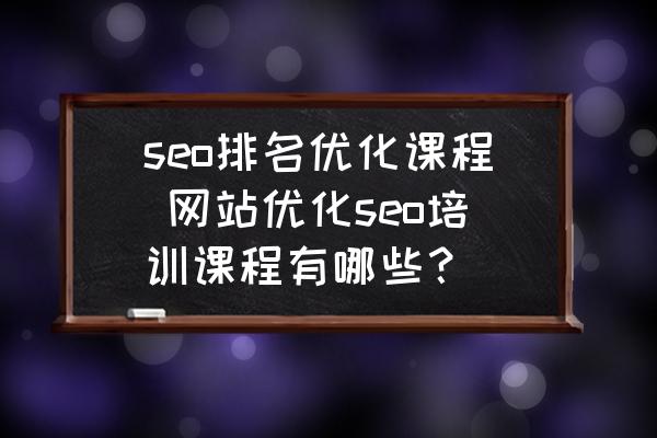 seo排名优化课程 网站优化seo培训课程有哪些？