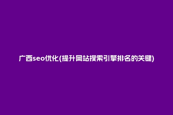 广西seo优化(提升网站搜索引擎排名的关键)